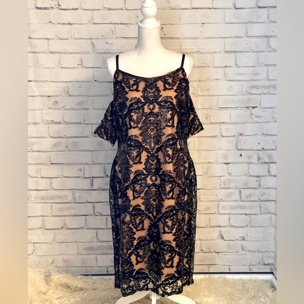 Sequin Cold-Shoulder Dress